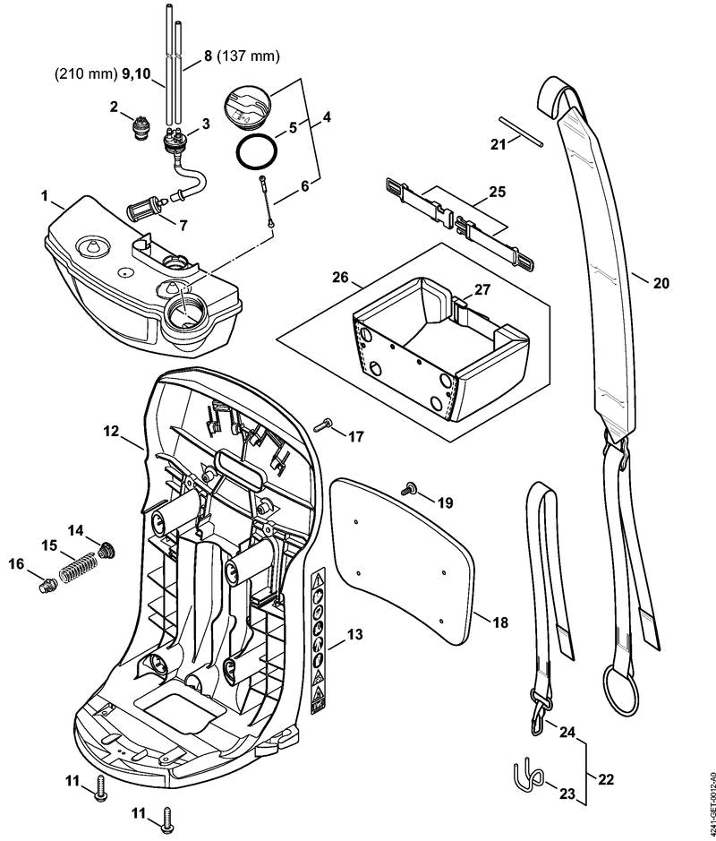 STIHL Warning pictogram SR OEM 00009677230 technical drawing position 13