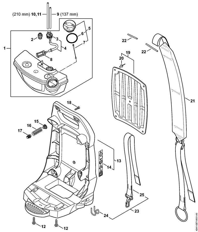 STIHL Back plate OEM 42417003803 technical drawing position 13