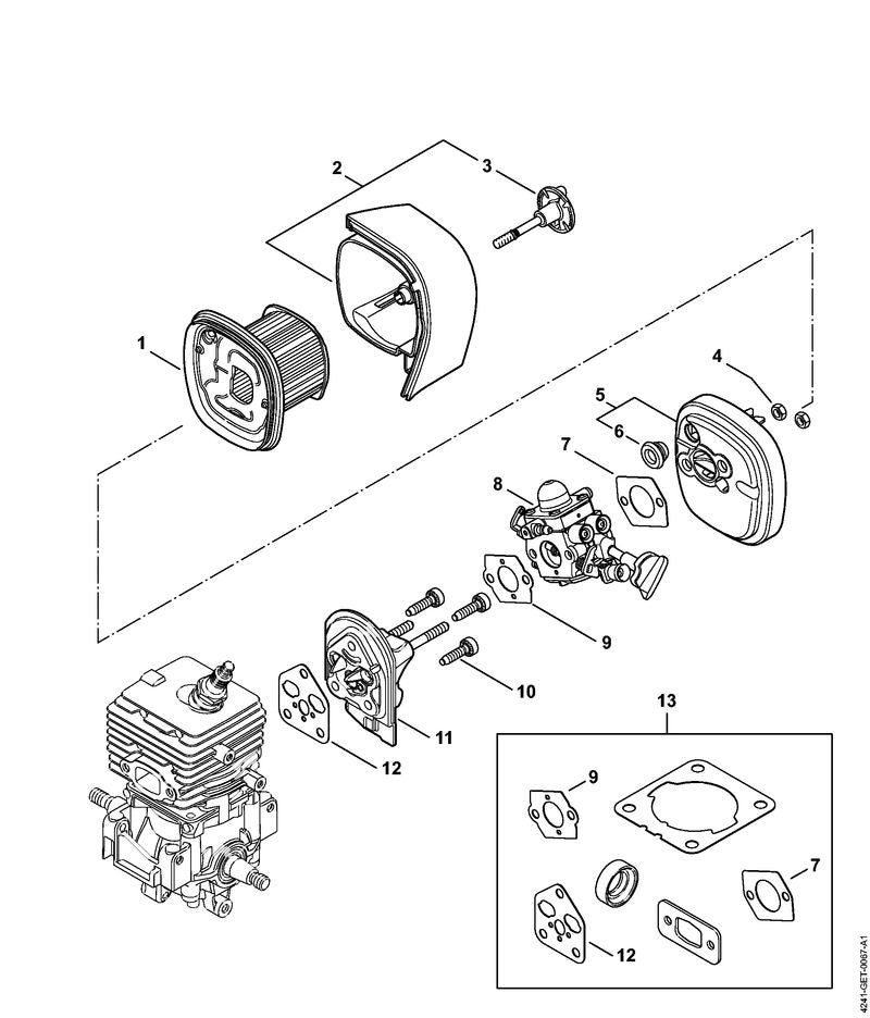 STIHL Filter cover OEM 42411401002 technical drawing position 2