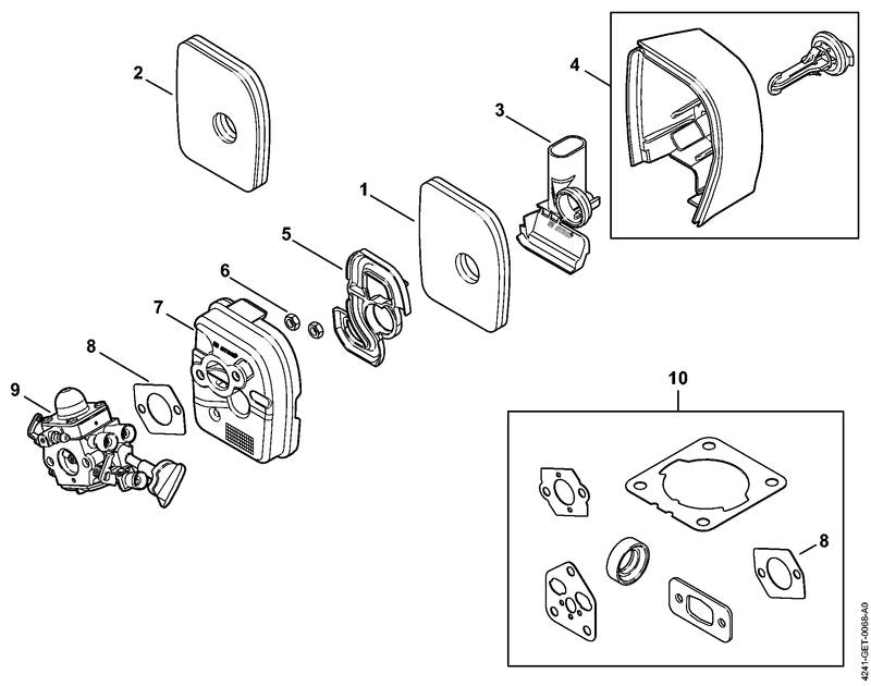 STIHL Filter cover OEM 42411401000 technical drawing position 4