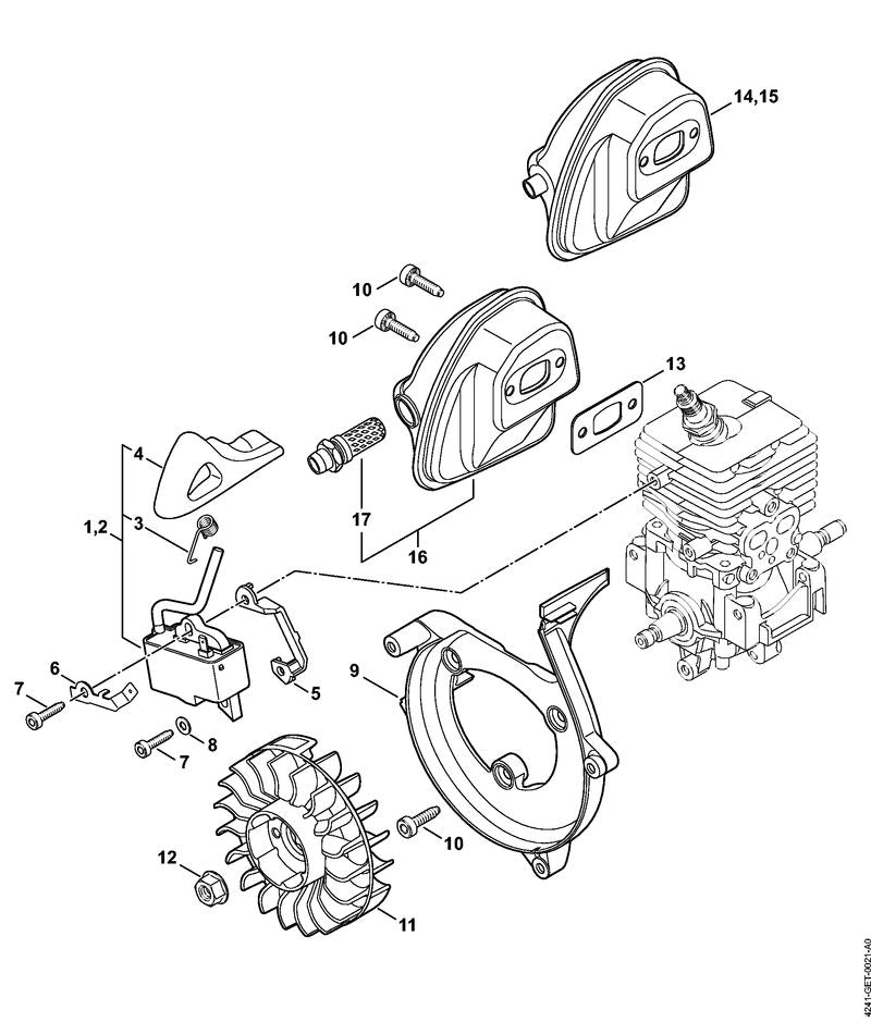 STIHL Connector tag OEM 42414312100 technical drawing position 6