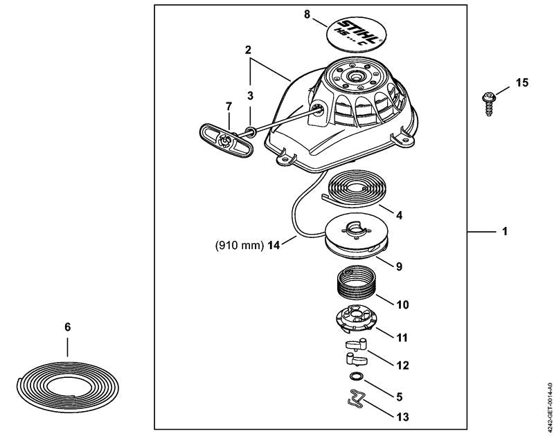 STIHL Spring OEM 42411953501 technical drawing position 10