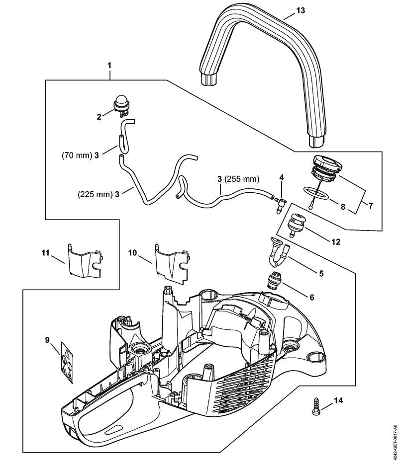 STIHL Handle housing OEM 42427901006 technical drawing position 1