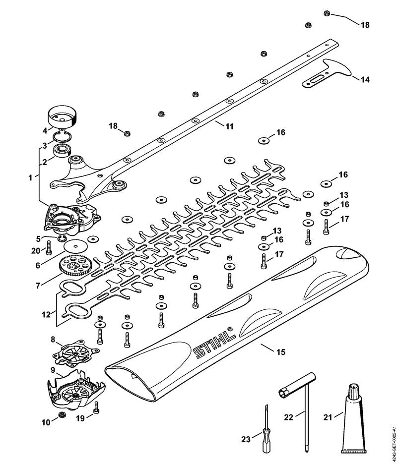STIHL Guide guard OEM 42427929000 technical drawing position 14