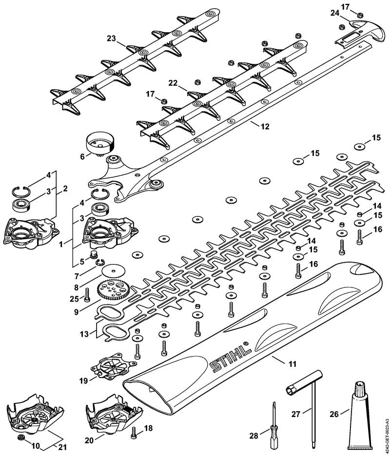 STIHL Cutter guard OEM 42427409501 technical drawing position 22