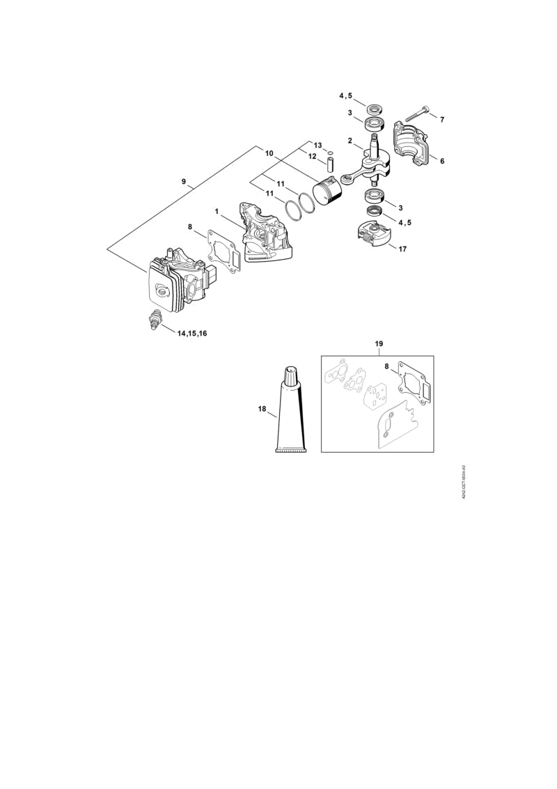 STIHL Cylinder gasket OEM 42420292300 technical drawing position 8