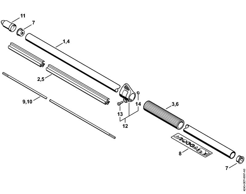 STIHL Drive shaft OEM 42437113201 technical drawing position 10
