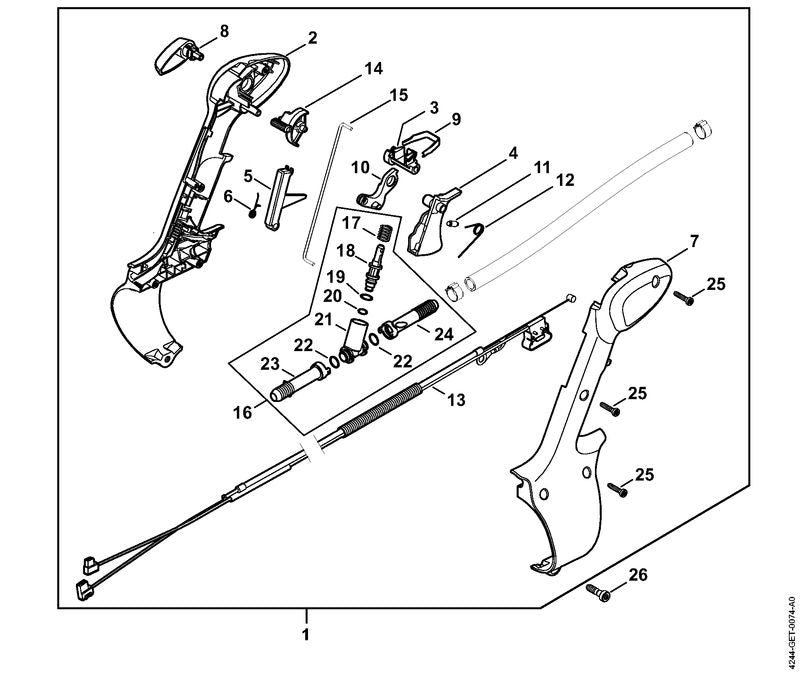 STIHL Control handle OEM 42447901300 technical drawing position 1