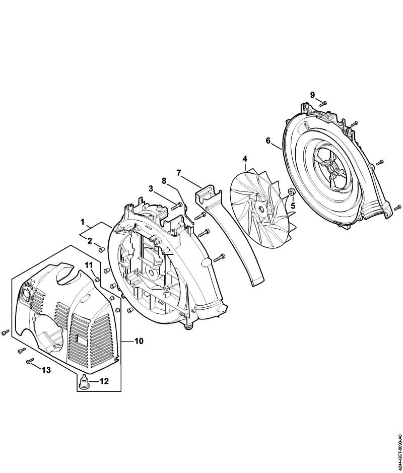 STIHL Air baffle OEM 42447610801 technical drawing position 7