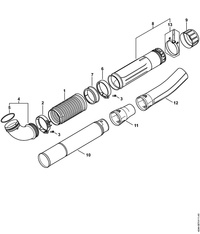STIHL Pleated hose OEM 42827016102 technical drawing position 1