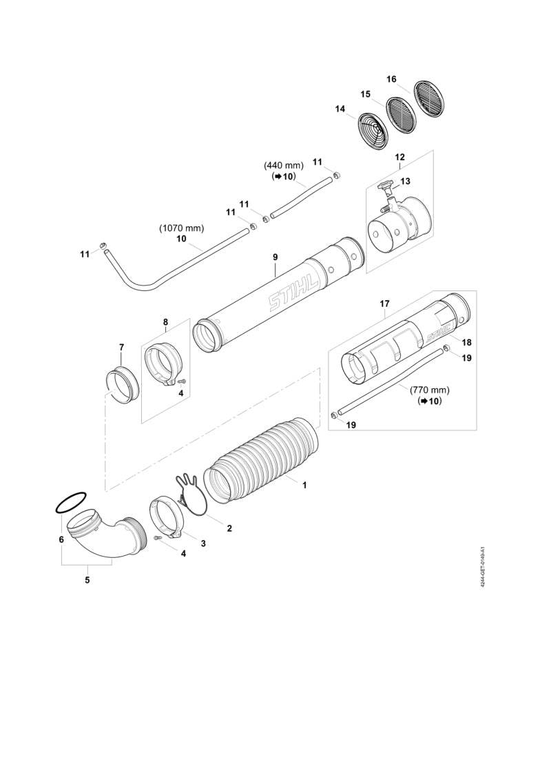 STIHL Tapered screen OEM 42447086700 technical drawing position 14