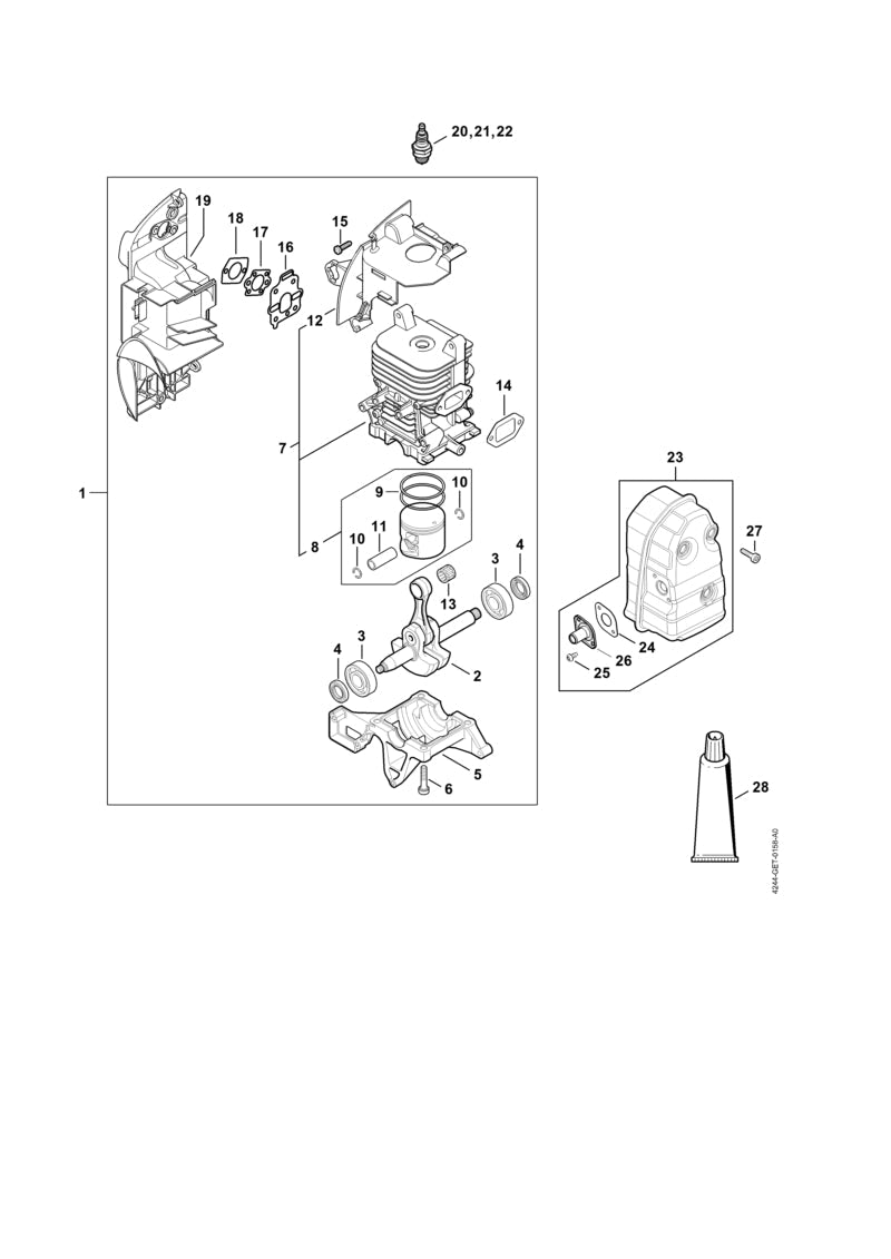 STIHL Piston Ø 48 mm OEM 42440302006 technical drawing position 8