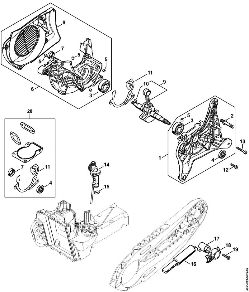 STIHL Fan cover OEM 42500803101 technical drawing position 8