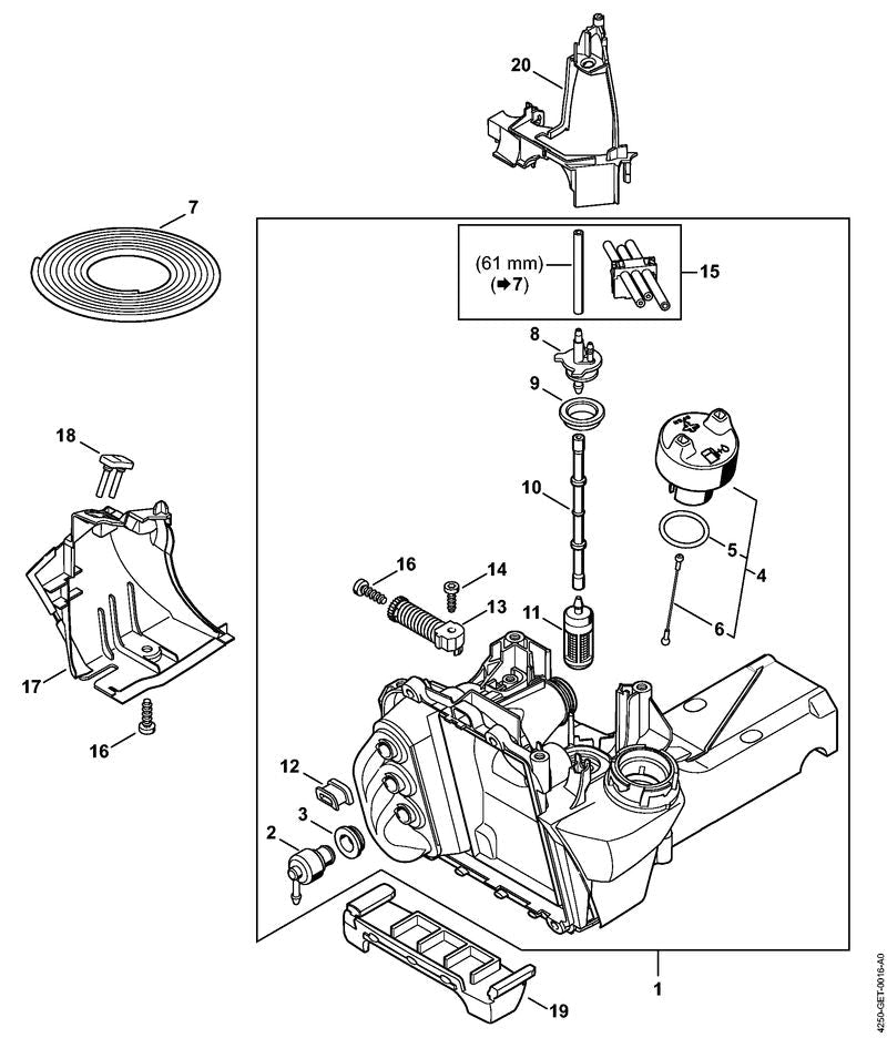 STIHL Filler cap OEM 00003500514 technical drawing position 4