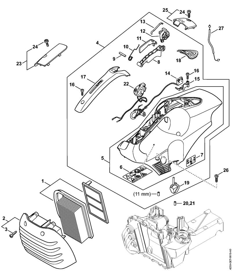 STIHL Cover OEM 42500802600 technical drawing position 23