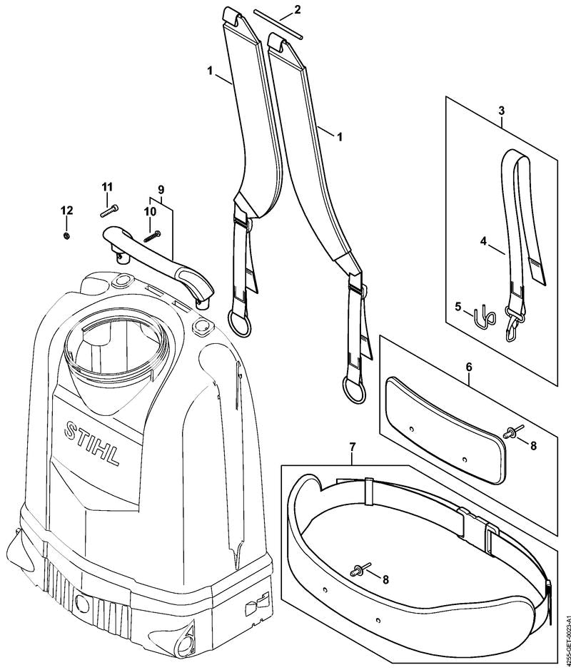 STIHL Harness OEM 42557109006 technical drawing position 1