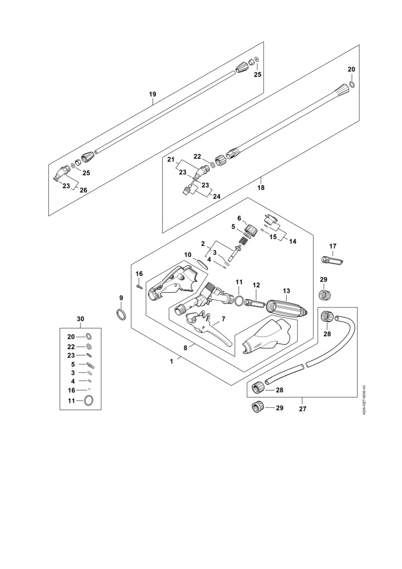 STIHL Spray gun with pressure gauge OEM 42555009105 technical drawing position 1