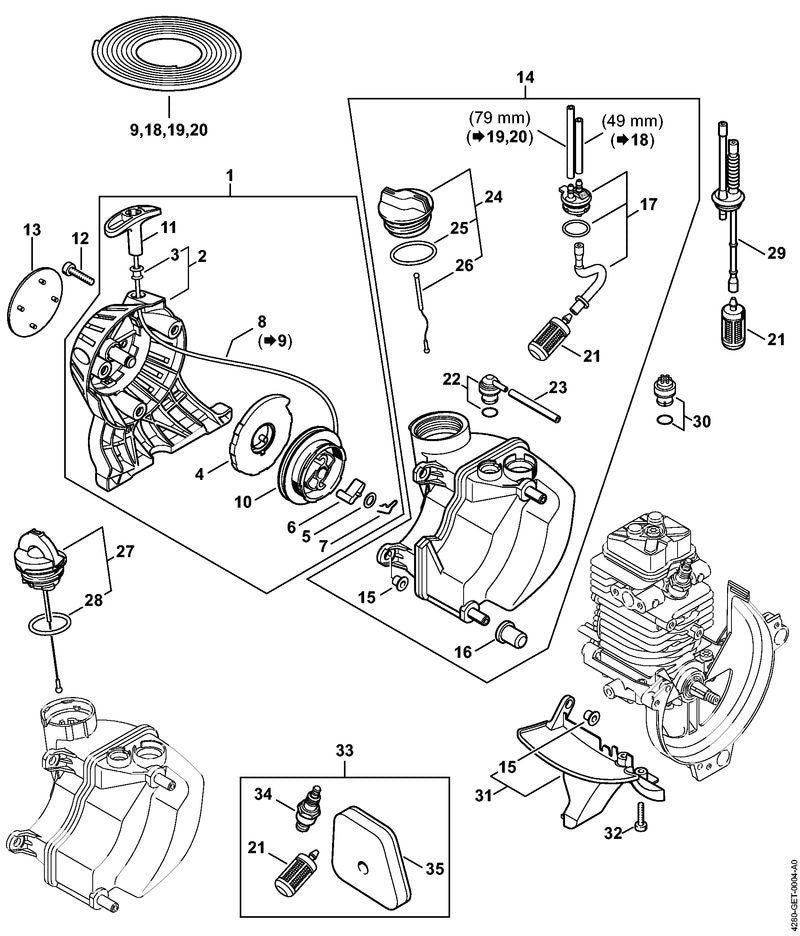 STIHL Model plate HL 100 OEM 42809671500 technical drawing position 13