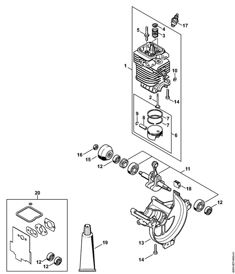 STIHL Piston ring Ø 40x1.2 mm OEM 41800343000 technical drawing position 7