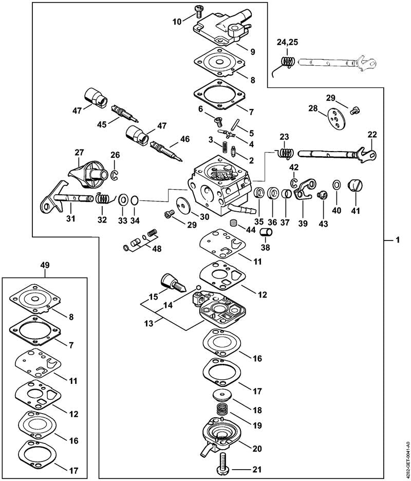 STIHL Low speed screw OEM 42821226800 technical drawing position 46