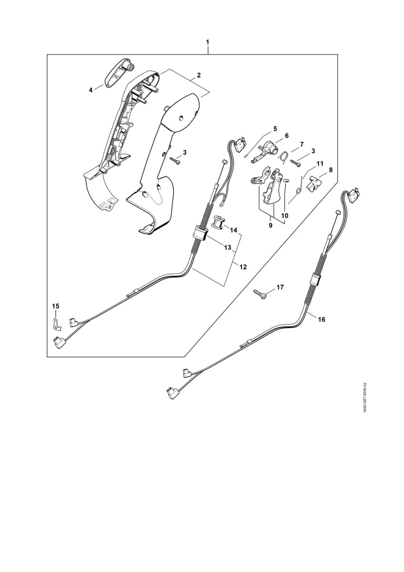 STIHL Throttle cable OEM 42821801100 technical drawing position 16