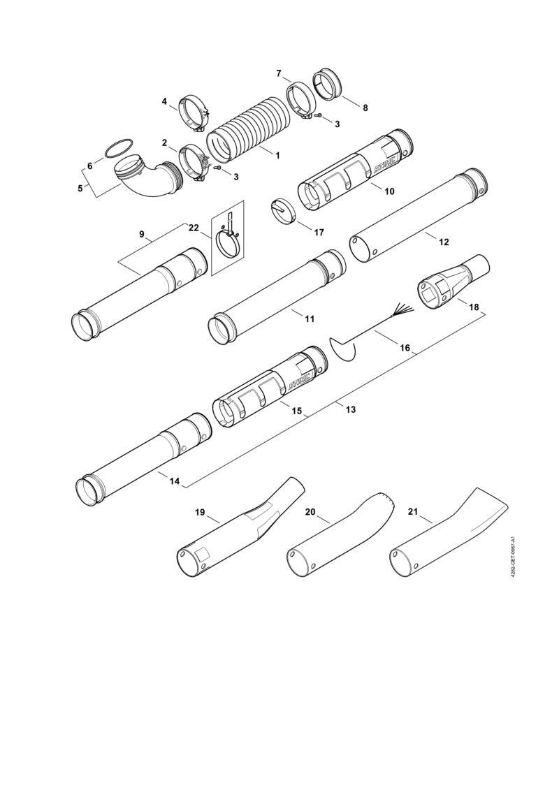 STIHL Blower tube OEM 42827083400 technical drawing position 12