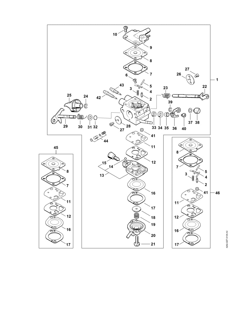 STIHL High speed screw OEM 42821226705 technical drawing position 43