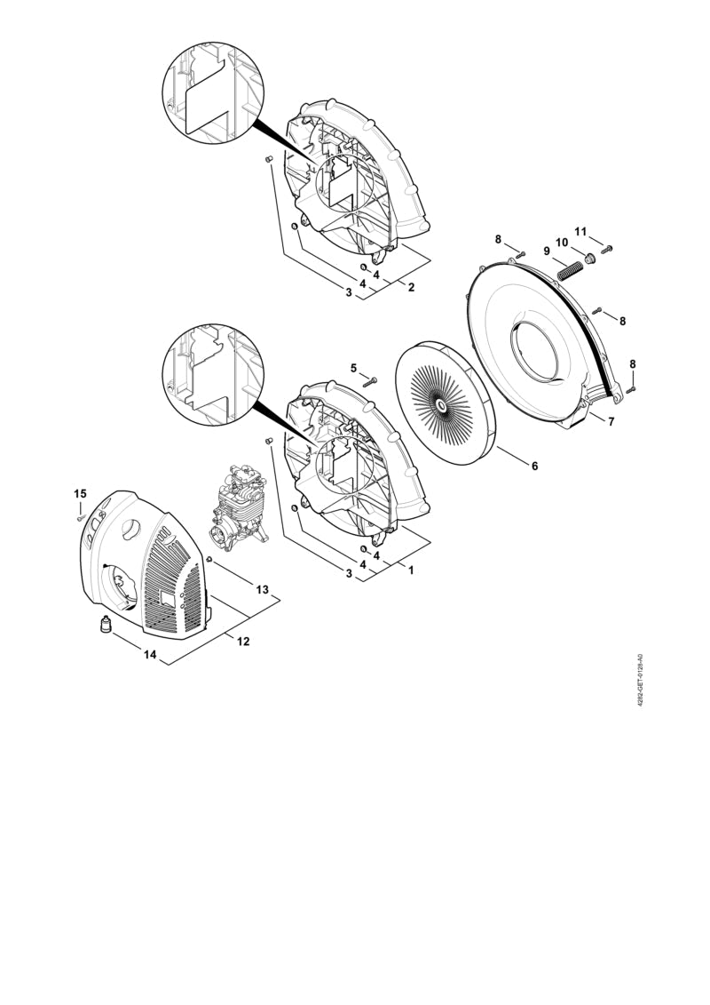 STIHL Fan housing OEM 42827004107 technical drawing position 1