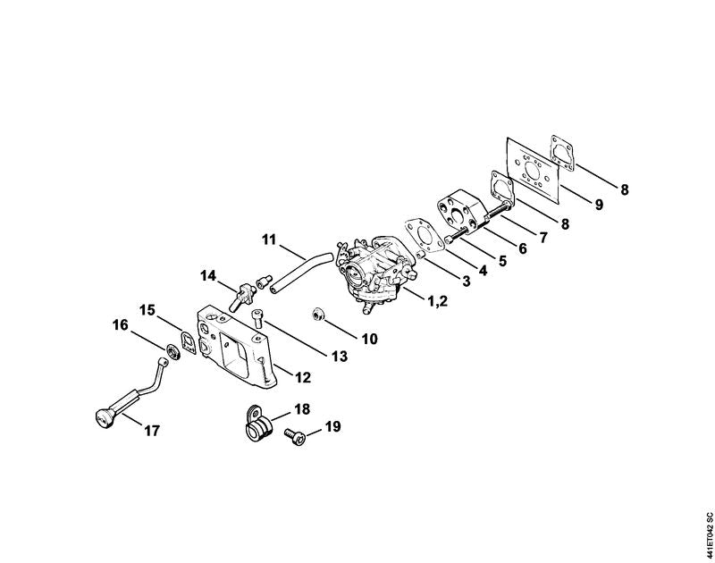 STIHL Choke lever OEM 42011216600 technical drawing position 17