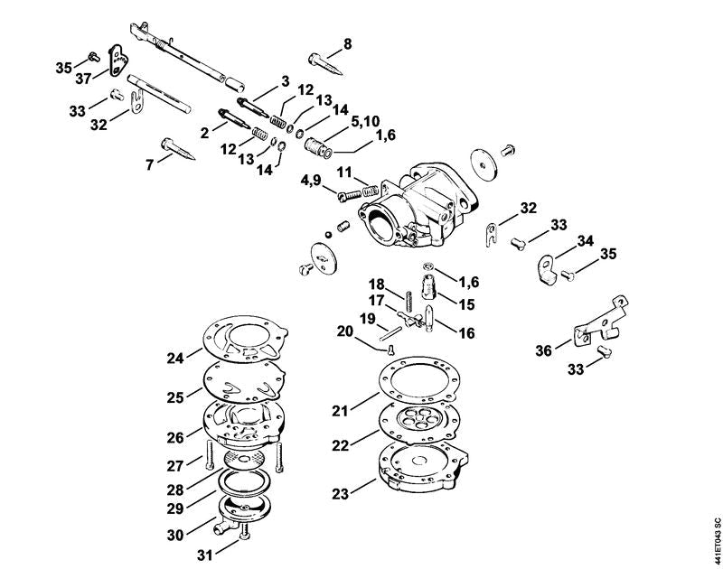 STIHL Idle speed screw OEM 42011226201 technical drawing position 9