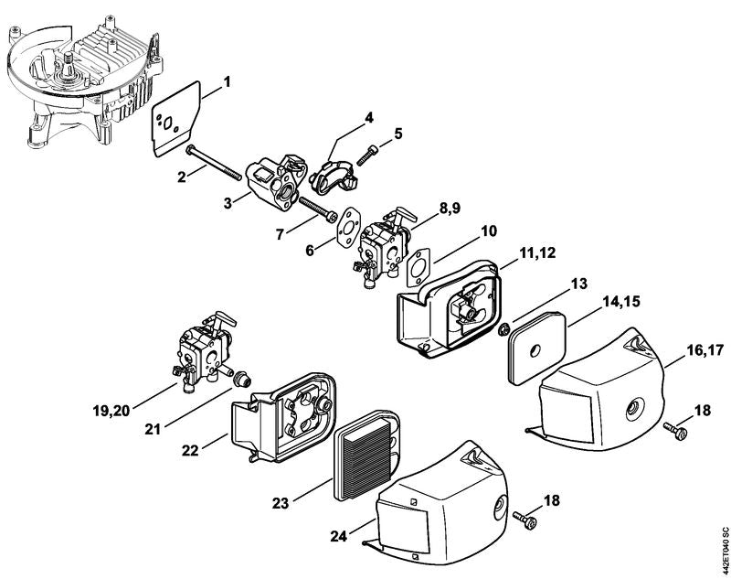STIHL Air filter OEM 42371410300 technical drawing position 23