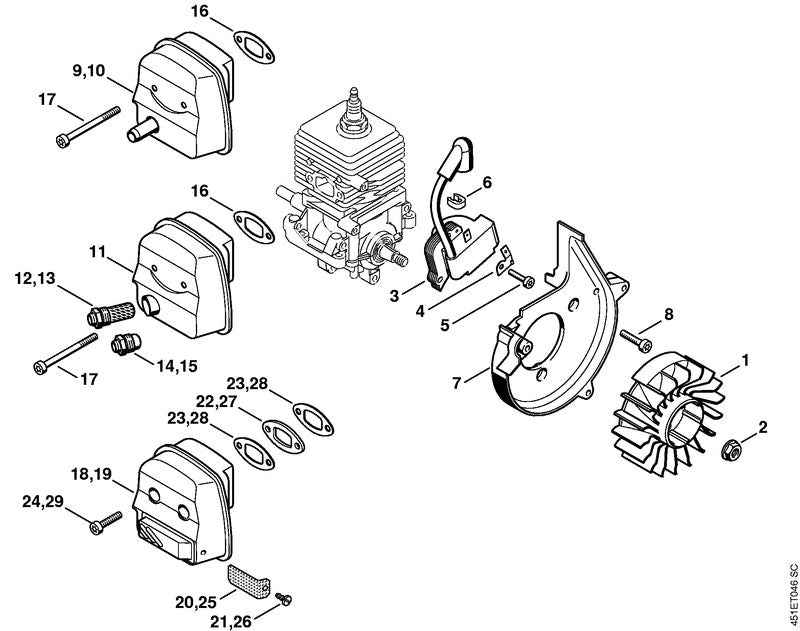 STIHL Muffler OEM 42291400608 technical drawing position 10