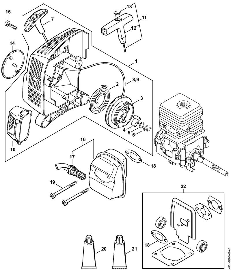 STIHL Muffler OEM 41401400607 technical drawing position 16