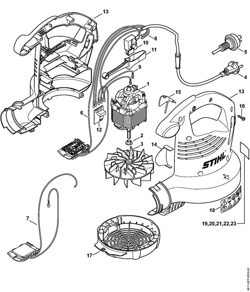STIHL Warning pictogramm BGE OEM 00009674006 technical drawing position 18