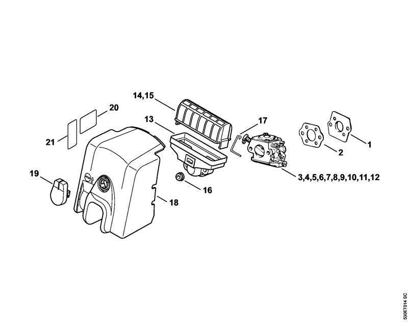 STIHL Carburetor C1Q-S86H OEM 11231200608 technical drawing position 4