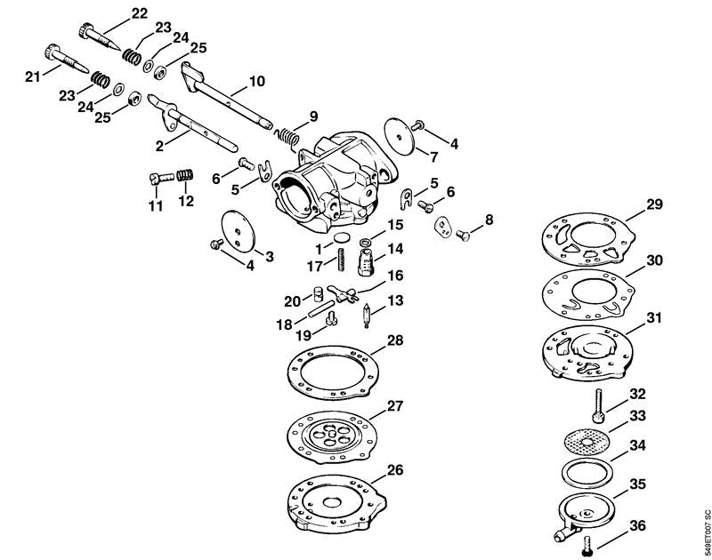 STIHL Set of carburetor parts OEM 11060071061 technical drawing position -1