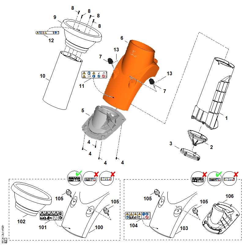 STIHL Warning note OEM 00009677210 technical drawing position 101