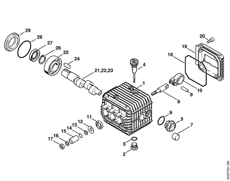 STIHL Pump housing OEM 47357010500 technical drawing position 1