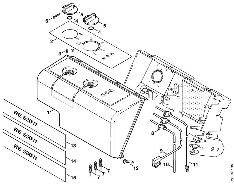STIHL Sticker for control panel OEM 47359674400 technical drawing position 2