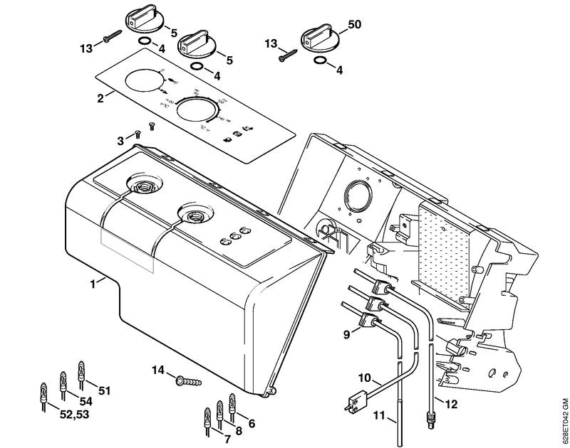 STIHL Indicator lamp OEM 47244301800 technical drawing position 52