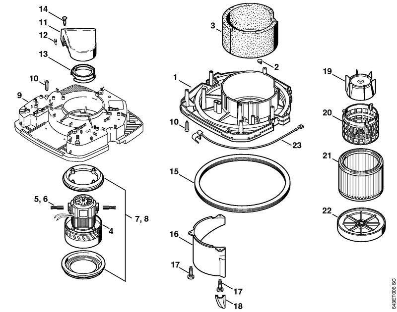 STIHL Filter cover OEM 47277004900 technical drawing position 22