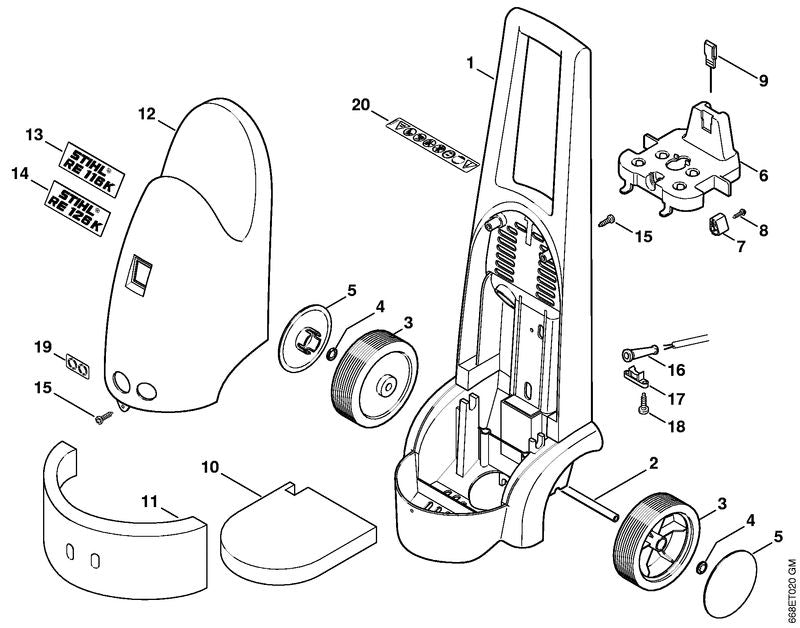 STIHL Instruction label OEM 00009673723 technical drawing position 19
