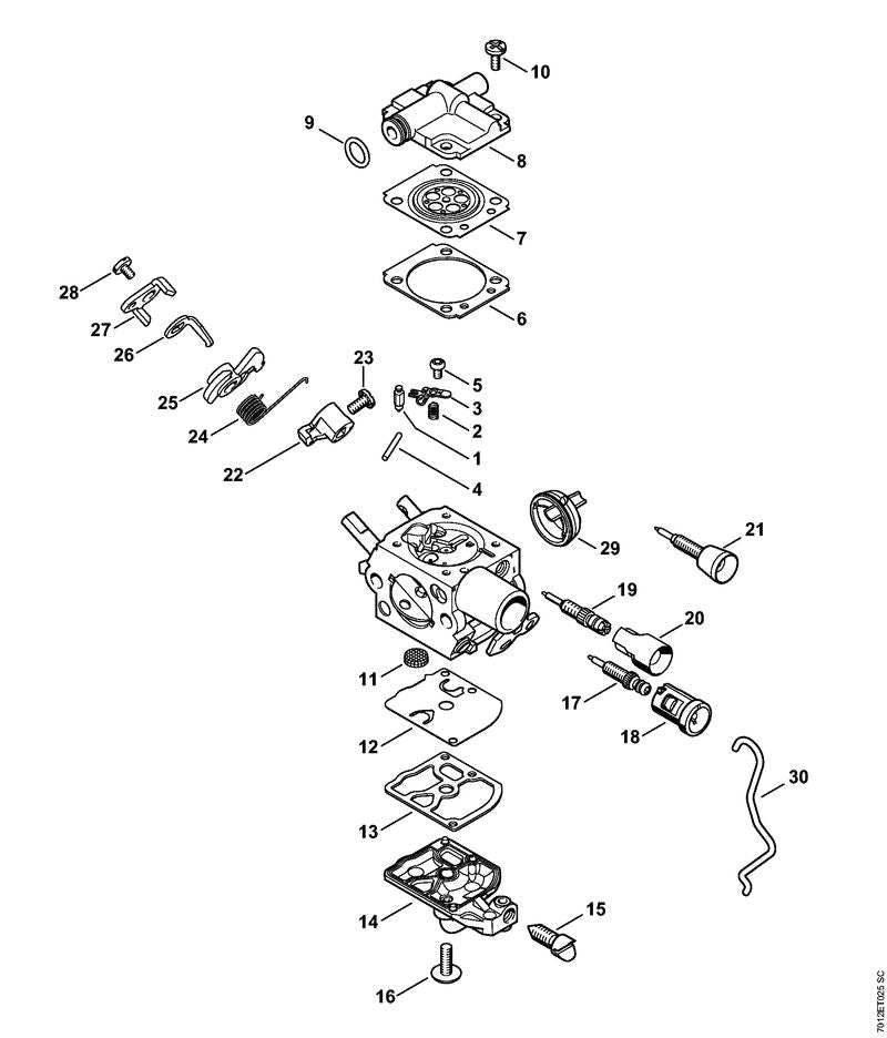 STIHL Idle speed screw OEM 11451226200 technical drawing position 15