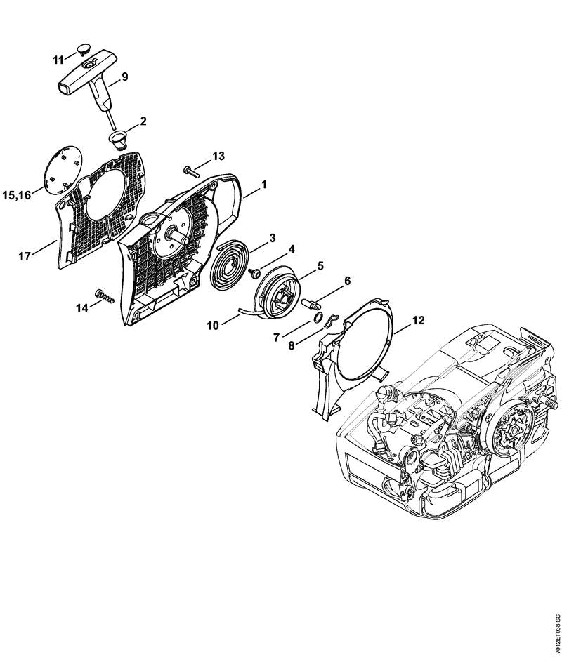 STIHL Fan screen OEM 11450841200 technical drawing position 17
