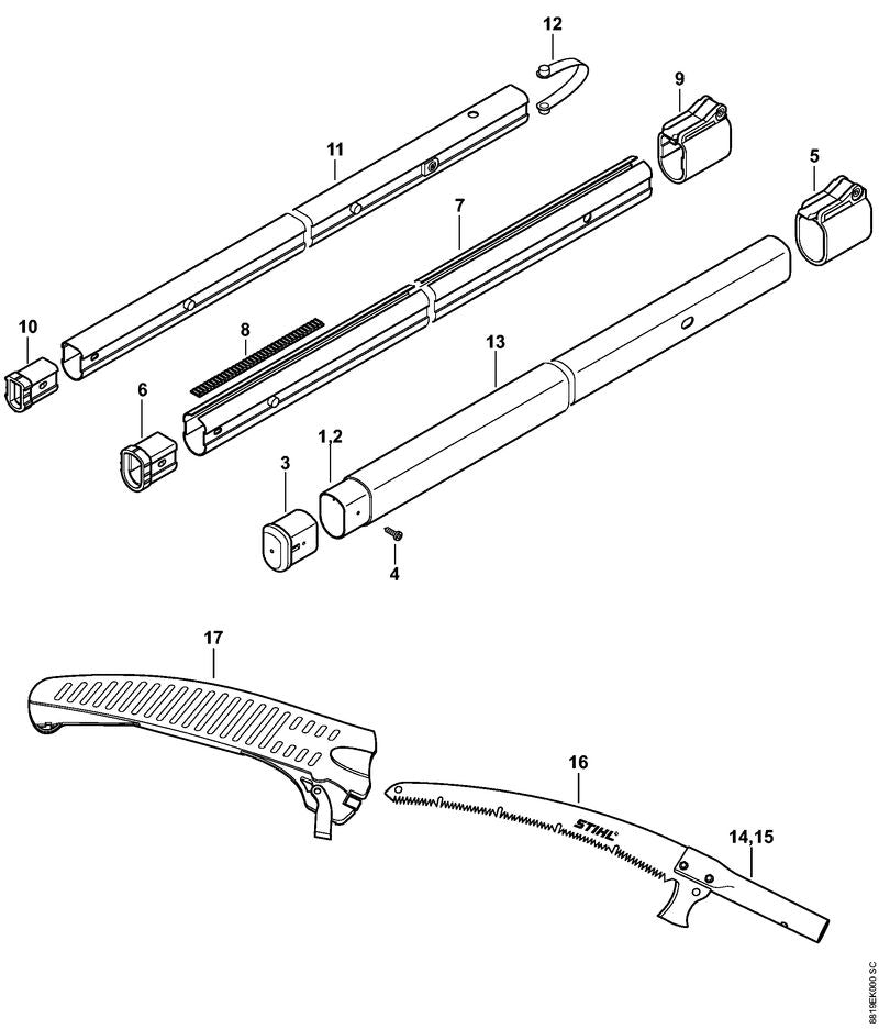 STIHL Plastic Sheath (not shown) OEM 00008822900 technical drawing position 17