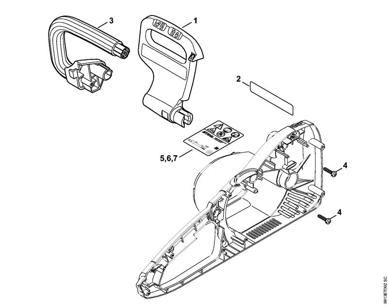 STIHL Rating plate 230 V/50 Hz, 2.5 kW OEM 12109671800 technical drawing position 5