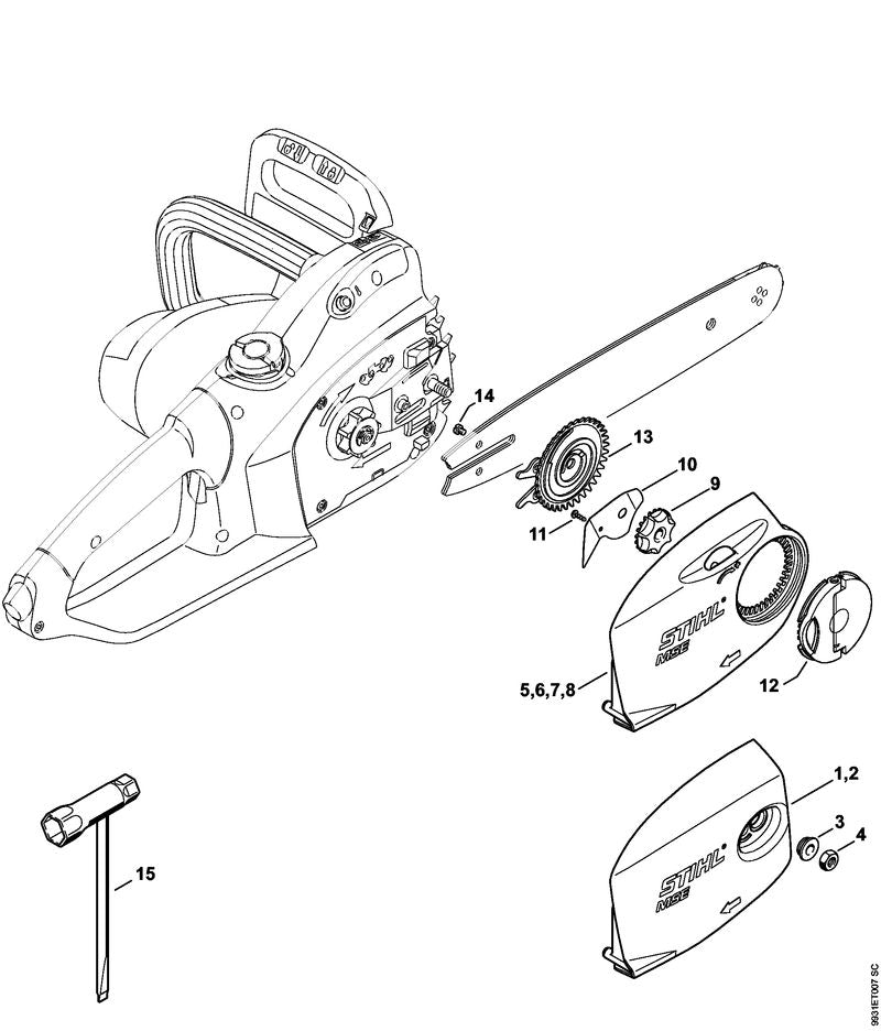 STIHL Chain sprocket cover MSE 170 C OEM 12096401703 technical drawing position 5