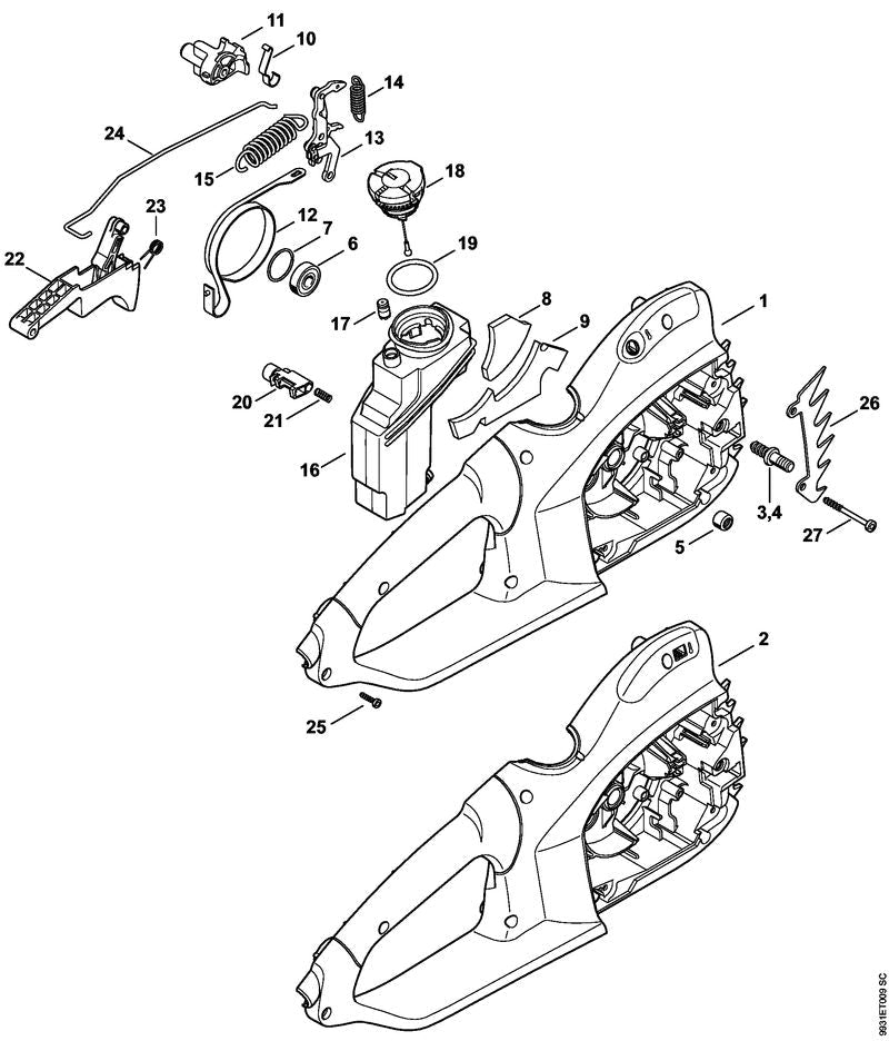 STIHL Trigger switch OEM 12094302100 technical drawing position 22