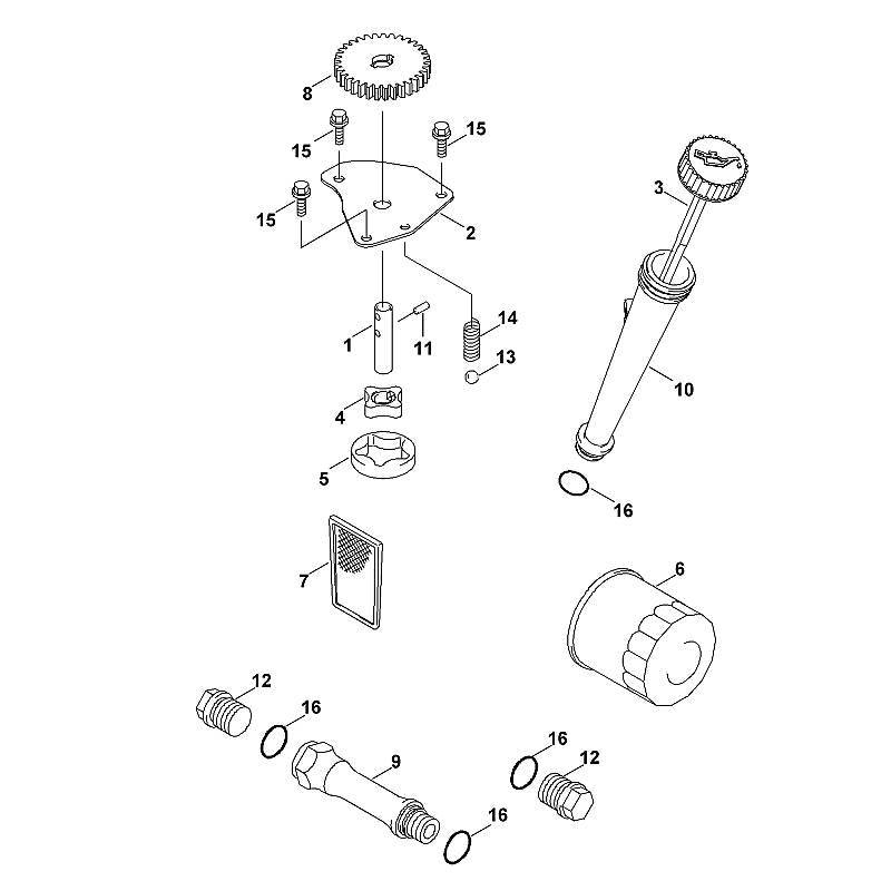 STIHL Oil filter OEM 00010209600 technical drawing position 6