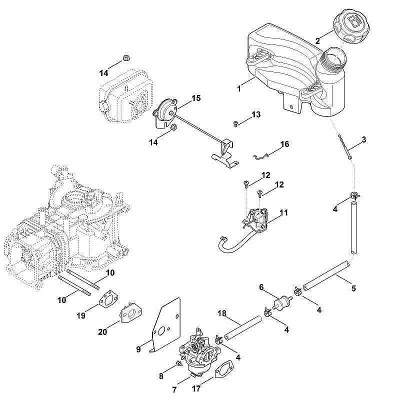 STIHL Choke control OEM 00021802601 technical drawing position 15